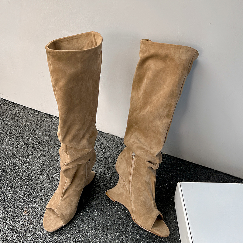 Boot Sock Slouchy - AIYKAZYSDL Strange Wedge Heel Peep Toe