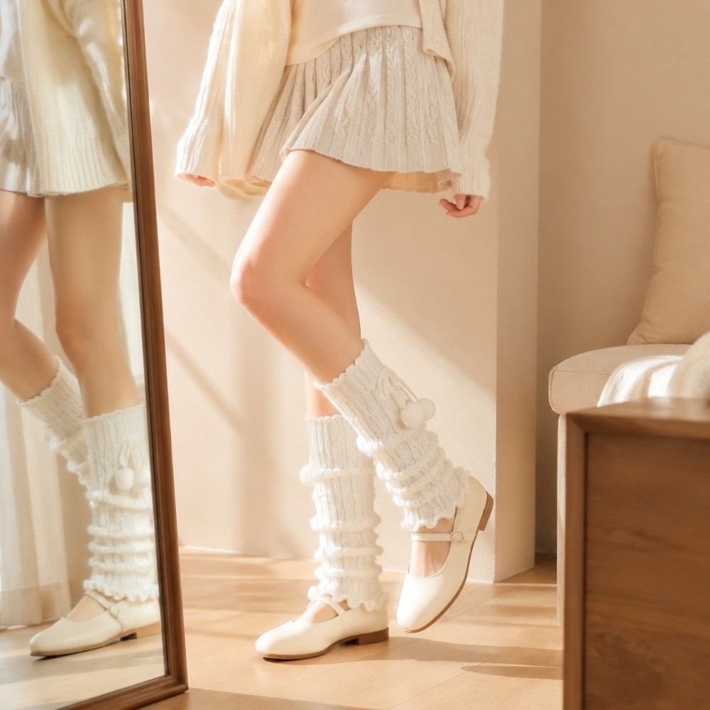 Knitted Knit Leg Warmers Ruffl - Boot Sock Slouchy review and price