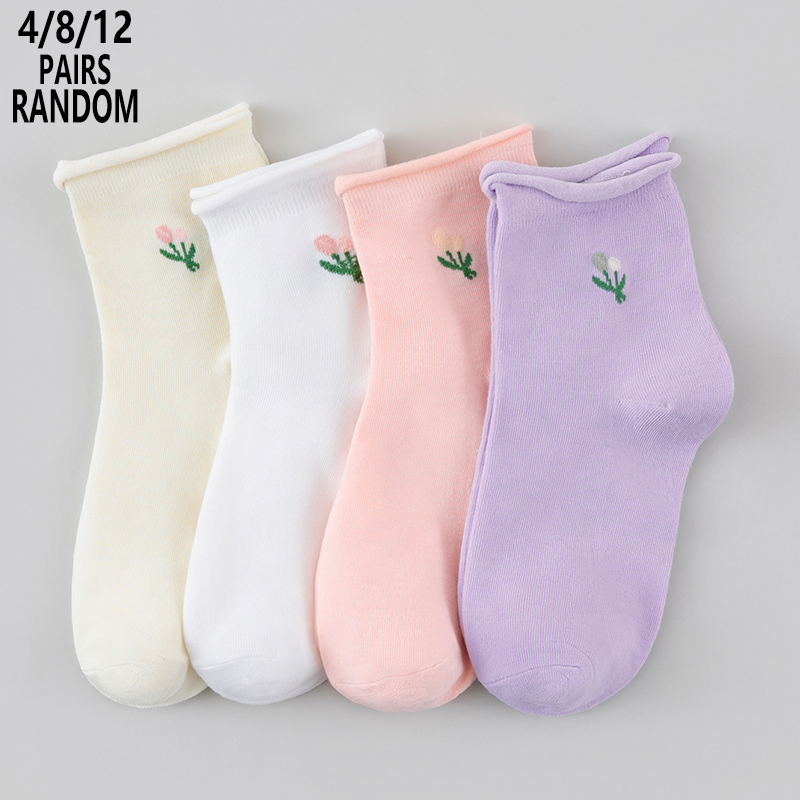 4/8/12 Packs Random Women Flor - Cotton Crew Sock Pack review and price