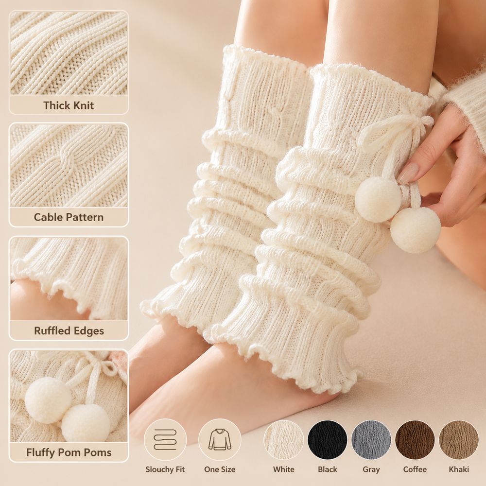 Knitted Knit Leg Warmers Ruffl - Boot Sock Slouchy review and price